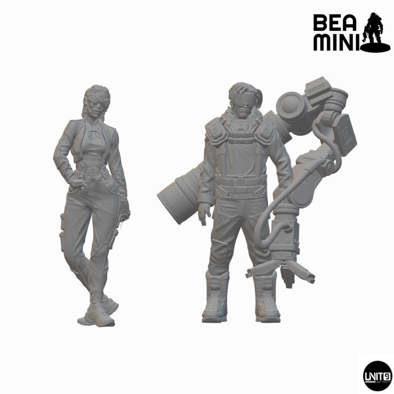 Jarvis & Sporty | BeaMini Unpainted Sci-fi Miniatures