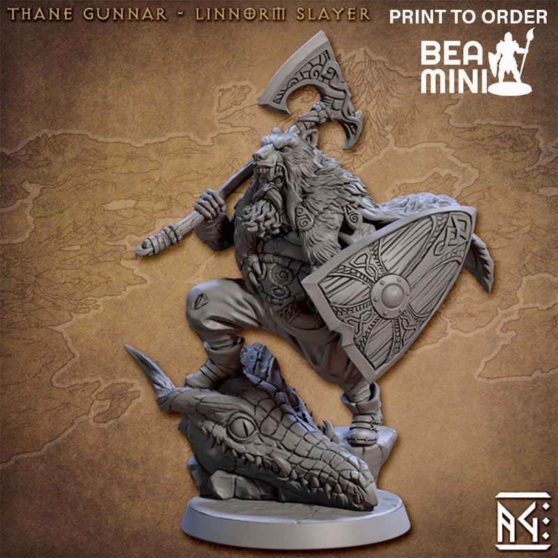 Thane Gunnar – Linnorm Slayer | BeaMini Print to Order Miniatures