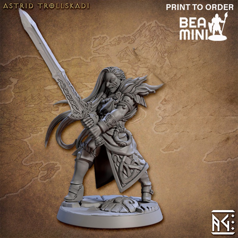 Astrid Trollskadi – Shieldmaiden | BeaMini Print to Order Miniatures