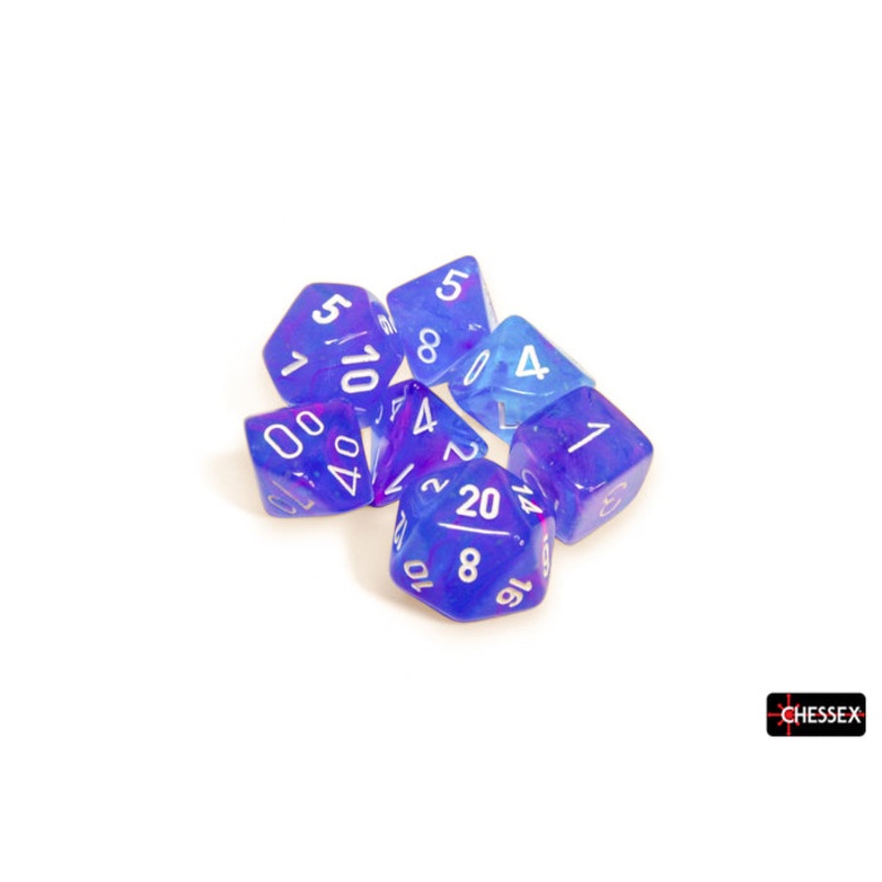 Chessex Dice Nebula Aura/white Luminary Polyhedral 7-Dice Set