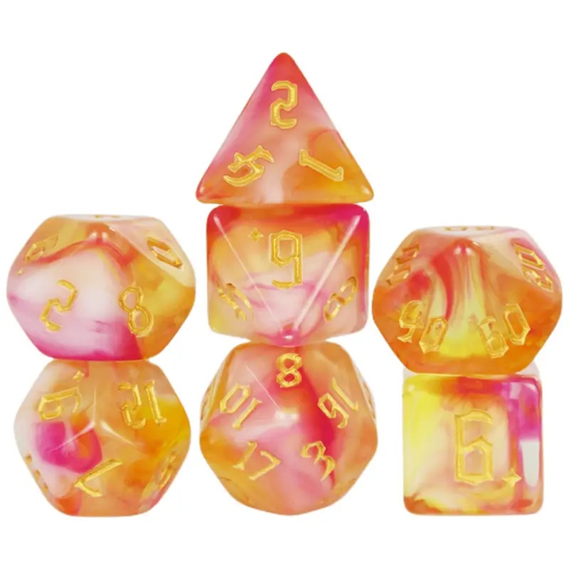Ljslfar Dreams – 7 Piece Polyhedral Dice Set + Dice Bag