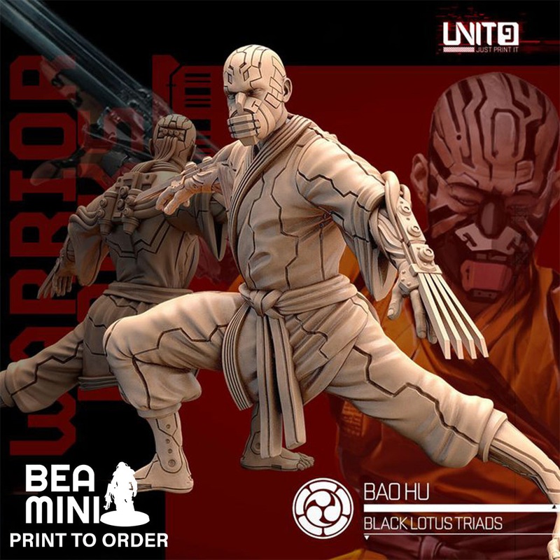 Bao Hu – Black Lotus Triad Warrior Monks | BeaMini Print to Order Miniatures