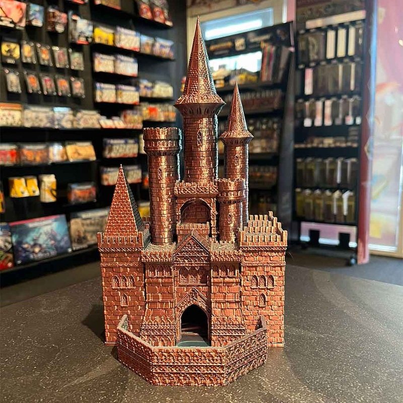 3D Printed Dice Tower – Paladin Castle (Pink/Teal)