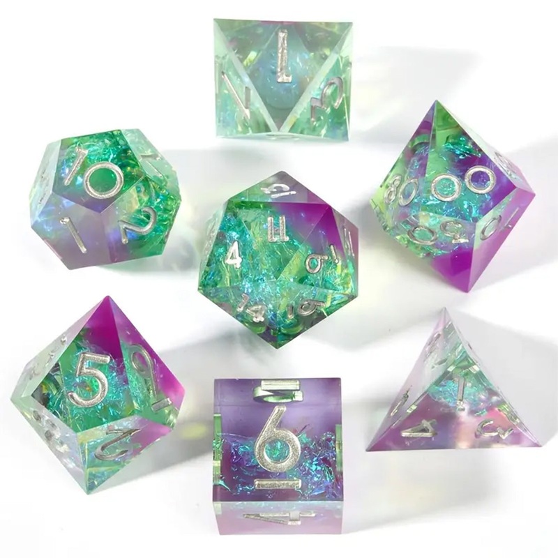 Underwater Grotto – Handcrafted Sharp Edge Dice Set & Dice Case