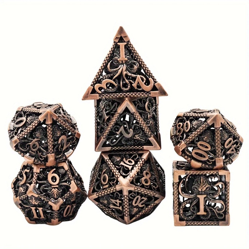 Great Old One  – 7 Piece Hollow Metal Polyhedral Dice Set & Dice Case