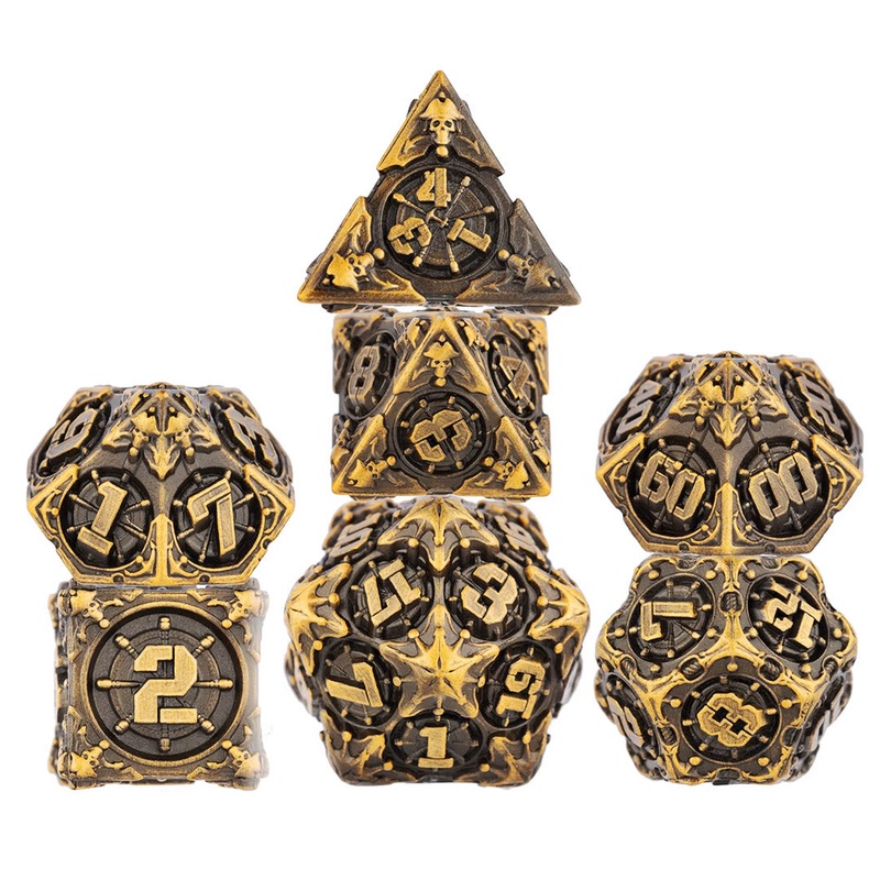 Dwarven Generator  – 7 Piece Metal Polyhedral Dice Set & Dice Case