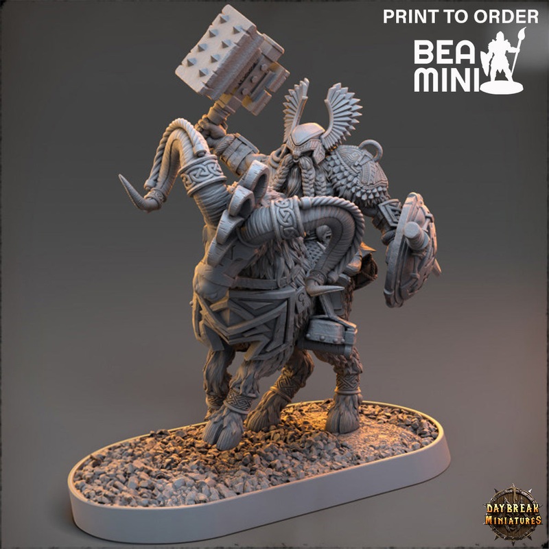 Trazdak Darkbane on Fire Goat – Deviant Dwarves of the Pandemonium | BeaMini Print to Order Miniatures