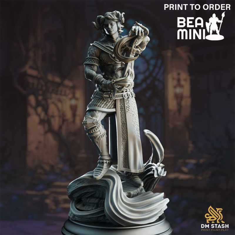 Tiefling Warlock – Heron of Daronai | BeaMini Print to Order Miniatures