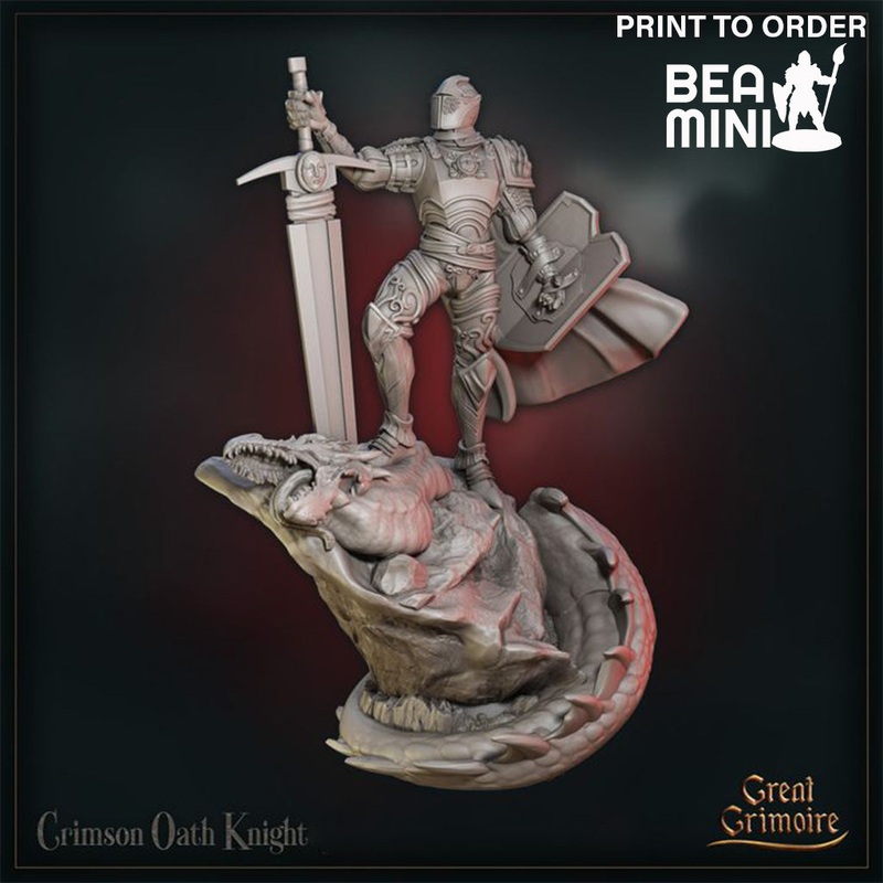 Crimson Oath Knight | BeaMini Print to Order Miniatures