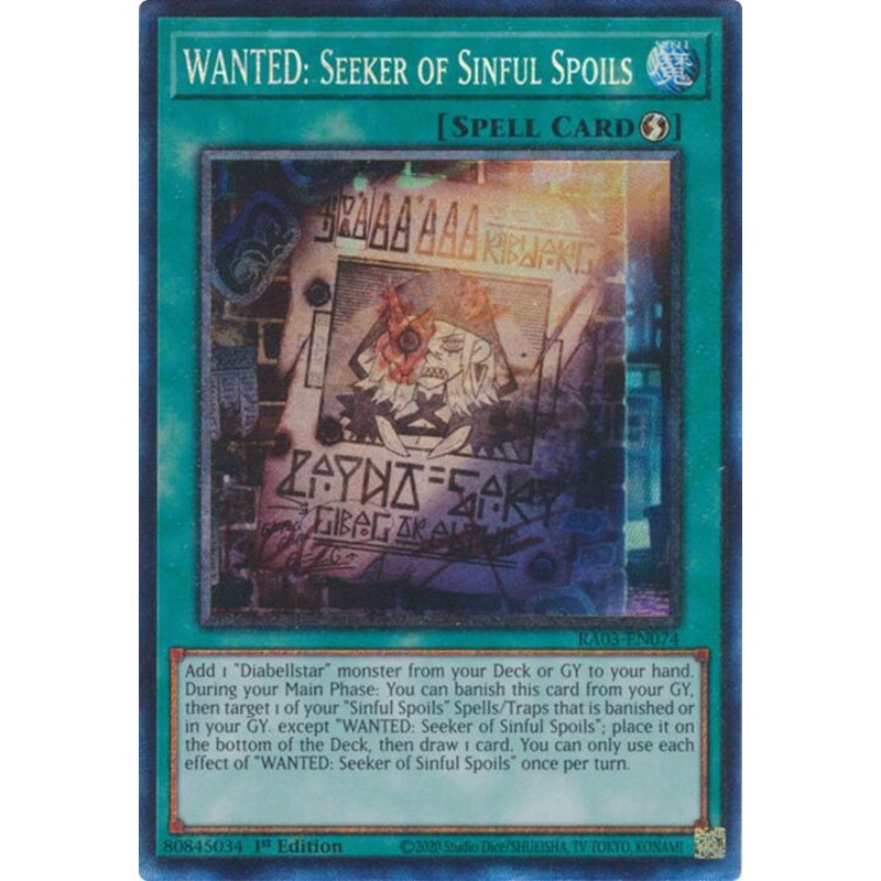 WANTED: Seeker of Sinful Spoils (CR) [RA03-EN074] Prismatic Collector’s Rare