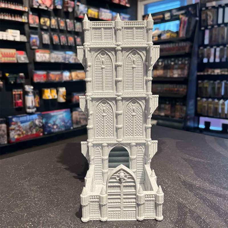 3D Printed Dice Tower – Cathedral (Marble)