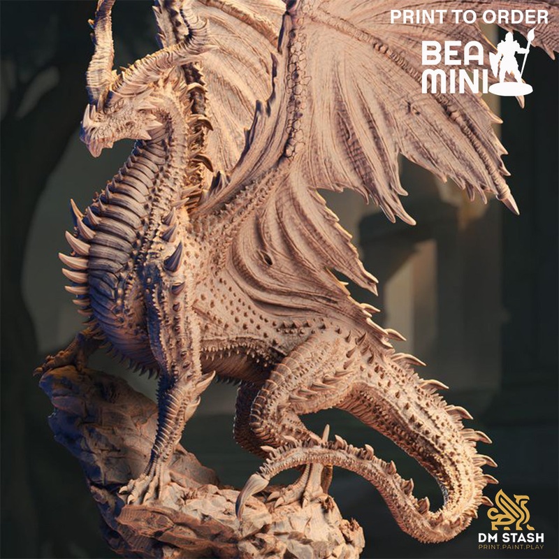 Ancient Black Dragon – Sovram the Betrayed | BeaMini Print to Order Miniatures