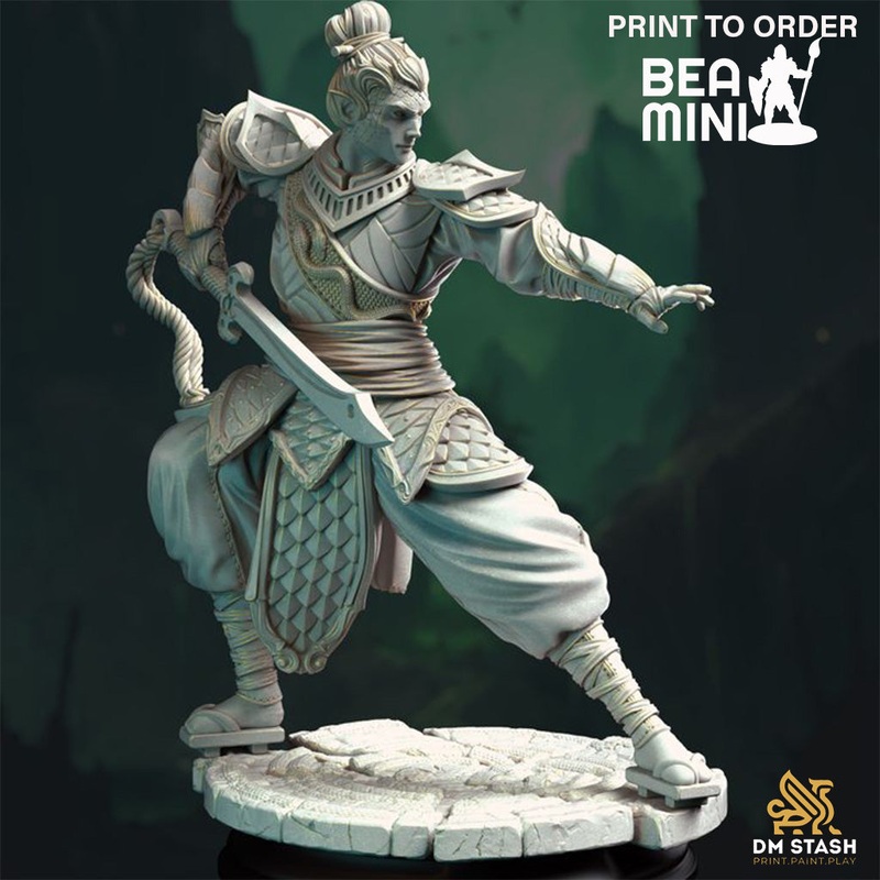 Yuan-Ti Pureblood Fighter – Jin Shi | BeaMini Print to Order Miniatures