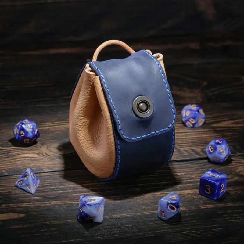 The Prepared Wizard – 2-in-1 Drawstring Leather Dice Bag & Dice Tray