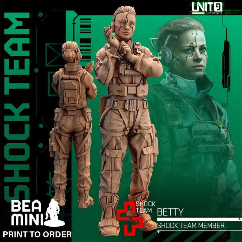 Betty – Shock Team Member | BeaMini Print to Order Miniatures