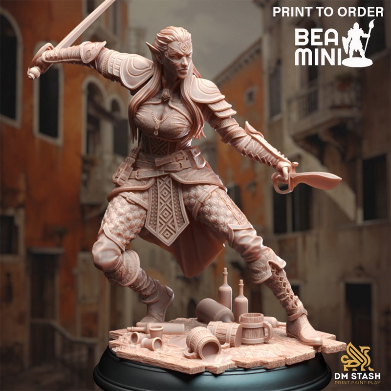 Water Genasi Rogue – Hali Brookes | BeaMini Print to Order Miniatures