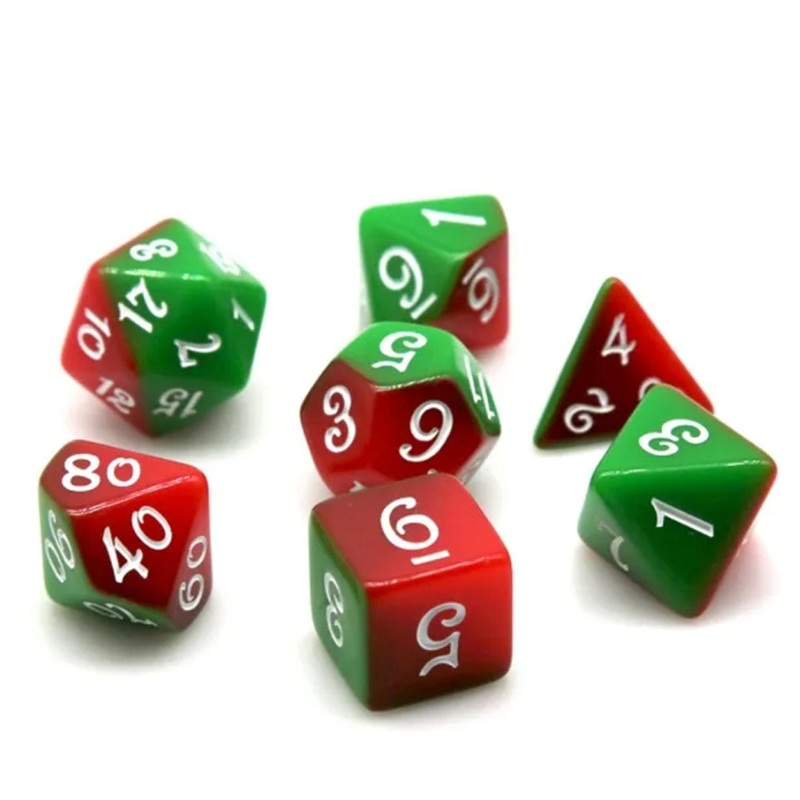 Santas Little Helpers – 7 Piece Polyhedral Dice Set + Dice Bag – Support Wellington City Mission – $5 from each purchase donated.