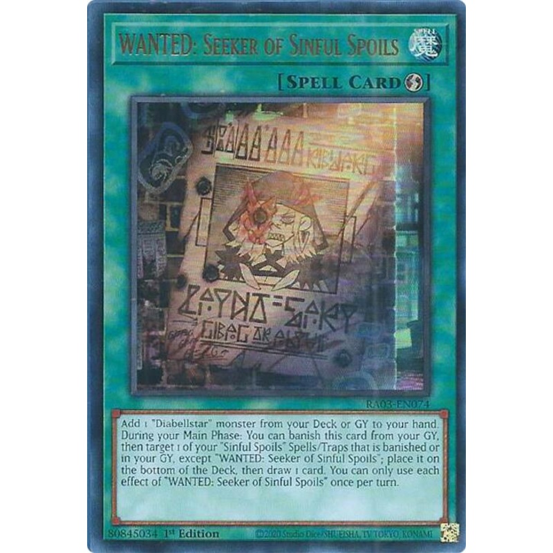 WANTED: Seeker of Sinful Spoils (UR) [RA03-EN074] Ultra Rare
