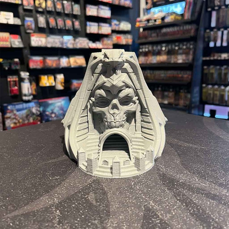3D Printed Dice Tower – Pharaoh Skull (Grey)