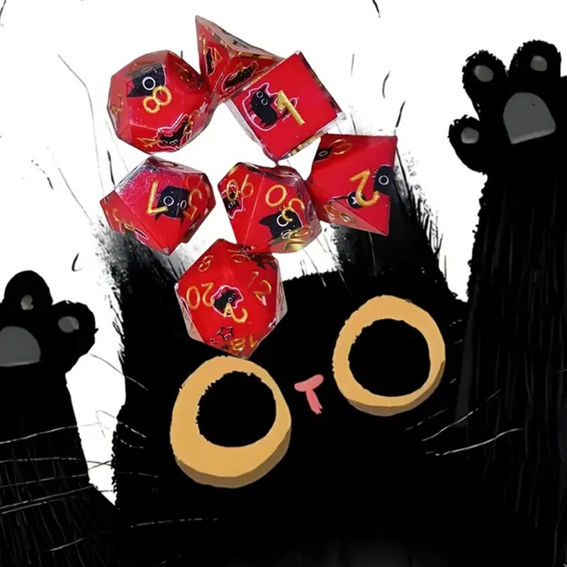 Hopper The Cat – Handcrafted Sharp Edge Dice Set