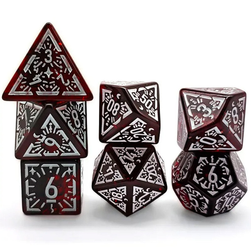Blood Dawn – 7 Piece Polyhedral Dice Set + Dice Bag
