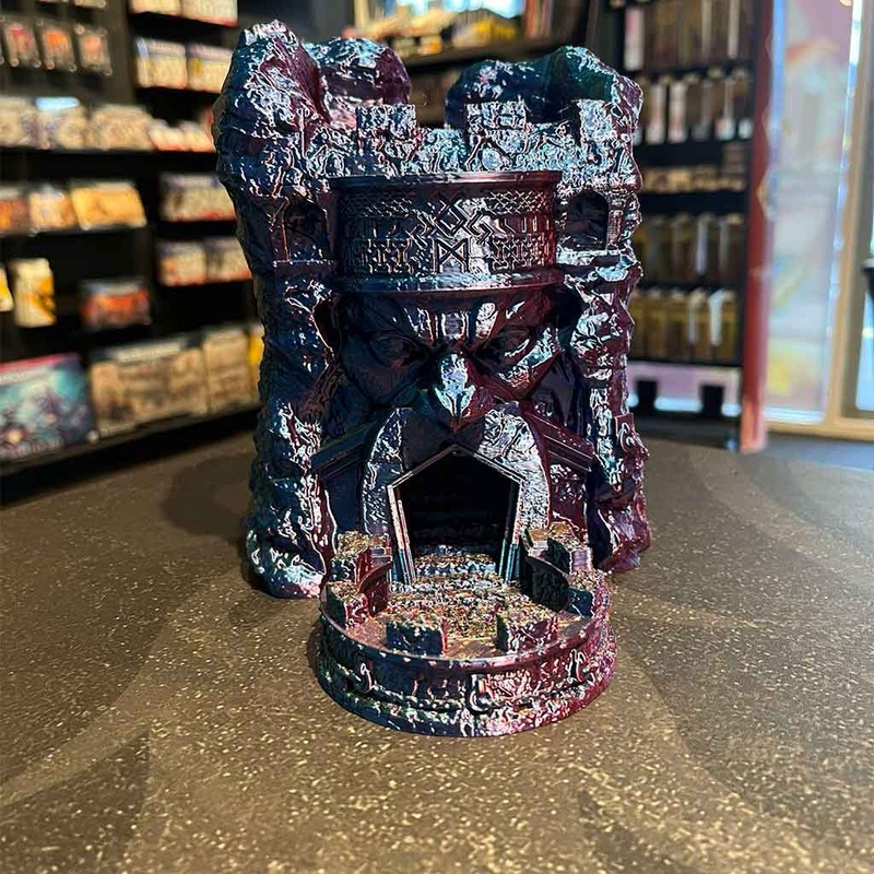 3D Printed Dice Tower – Dwarven Mountain (Rainbow)